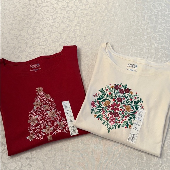 Croft & Barrow Christmas / Holiday Long Sleeve Tee Shirts - Picture 8 of 16